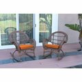 Jeco W00210-R-2-FS016 Santa Maria Honey Wicker Rocker Chair with Orange Cushion, 2PK W00210-R_2-FS016